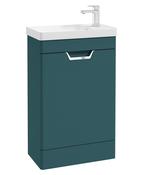 FREYA Floorstanding 55cm Single Door Cloakroom Unit Matt Ocean Blue &amp; Handle image