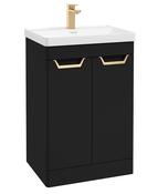 FREYA Floorstanding 60cm Two Door Unit Matt Black &amp; Handles