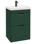 FREYA Floorstanding 60cm Two Drawer Unit Matt Wreath Green &amp; Handles image