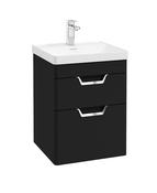 FREYA Wall Hung 50cm Two Drawer Unit Matt Black &amp; Handles image