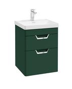 FREYA Wall Hung 50cm Two Drawer Unit Matt Wreath Green &amp; Handles image