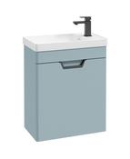 FREYA Wall Hung 55cm Single Door Cloakroom Unit Matt Morning Sky Blue &amp; Handle image