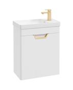 FREYA Wall Hung 55cm Single Door Cloakroom Unit Matt White &amp; Handle image