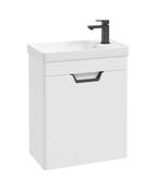 FREYA Wall Hung 55cm Single Door Cloakroom Unit Matt White &amp; Handle image