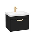 FREYA Wall Hung 60cm Single Drawer Unit Matt Black &amp; Handle image