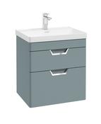 FREYA Wall Hung 60cm Two Drawer Unit Matt Coral Green &amp; Handles image