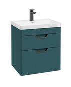 FREYA Wall Hung 60cm Two Drawer Unit Matt Ocean Blue &amp; Handles image