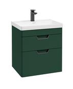 FREYA Wall Hung 60cm Two Drawer Unit Matt Wreath Green &amp; Handles image