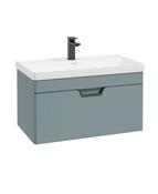 FREYA Wall Hung 80cm Single Drawer Unit Matt Coral Green &amp; Handle image