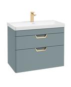 FREYA Wall Hung 80cm Two Drawer Unit Matt Coral Green &amp; Handles image