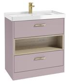 MALMO Floorstanding 80cm Two Drawer Unit Matt Cashmere Pink &amp; Handles image