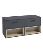 MALMO Wall Hung 120cm Two Drawer Countertop Unit Matt Night Sky Blue &amp; Handles image