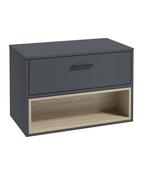 MALMO Wall Hung 80cm Single Drawer Countertop Unit Matt Night Sky Blue &amp; Handle image