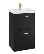 FINLAND Floorstanding 50cm Two Drawer Unit Matt Black &amp; Handle image