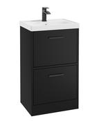 FINLAND Floorstanding 50cm Two Drawer Unit Matt Black &amp; Handle image