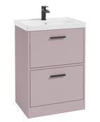 FINLAND Floorstanding 60cm Two Drawer Unit Matt Cashmere Pink &amp; Handle image