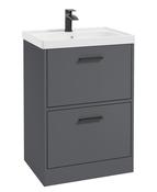 FINLAND Floorstanding 60cm Two Drawer Unit Matt Midnight Grey &amp; Handle image