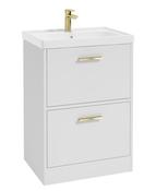 FINLAND Floorstanding 60cm Two Drawer Unit Matt White &amp; Handle image