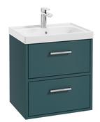 FINLAND Wall Hung 50cm Two Drawer Unit Matt Ocean Blue &amp; Handles image