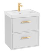 FINLAND Wall Hung 50cm Two Drawer Unit Matt White &amp; Handles image