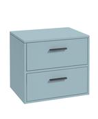 FINLAND Wall Hung 60cm Two Drawer Countertop Unit Matt Morning Sky Blue &amp; Handles image