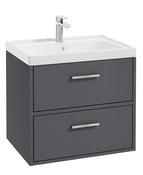 FINLAND Wall Hung 60cm Two Drawer Unit Matt Midnight Grey &amp; Handles image