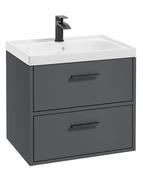FINLAND Wall Hung 60cm Two Drawer Unit Matt Midnight Grey &amp; Handles image