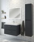 FINLAND Wall Hung 80cm Two Drawer Unit Matt Midnight Grey &amp; Handles image