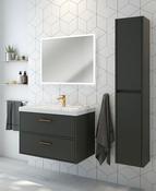 FINLAND Wall Hung 80cm Two Drawer Unit Matt Midnight Grey &amp; Handles image