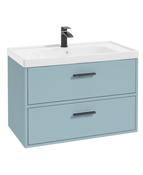 FINLAND Wall Hung 80cm Two Drawer Unit Matt Morning Sky Blue &amp; Handles