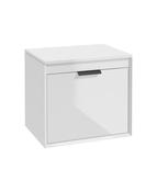 FJORD Wall Hung 60cm Two Drawer Countertop Unit Gloss White &amp; Handle image