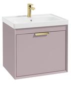 FJORD Wall Hung 60cm Two Drawer Unit Matt Cashmere Pink &amp; Handles image