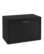FJORD Wall Hung 80cm Two Drawer Countertop Unit Matt Black &amp; Handles image
