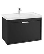 FJORD Wall Hung 80cm Two Drawer Unit Matt Black &amp; Handles image