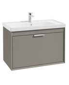 FJORD Wall Hung 80cm Two Drawer Unit Matt Khaki &amp; Handle image