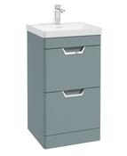 FREYA Floorstanding 50cm Two Drawer Unit Matt Coral Green &amp; Handles image