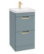 FREYA Floorstanding 50cm Two Drawer Unit Matt Coral Green &amp; Handles image