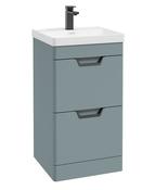 FREYA Floorstanding 50cm Two Drawer Unit Matt Coral Green &amp; Handles image