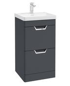 FREYA Floorstanding 50cm Two Drawer Unit Matt Night Sky Blue &amp; Handles image