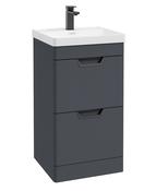FREYA Floorstanding 50cm Two Drawer Unit Matt Night Sky Blue &amp; Handles image