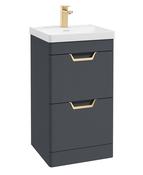 FREYA Floorstanding 50cm Two Drawer Unit Matt Night Sky Blue &amp; Handles image