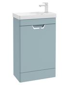 FREYA Floorstanding 55cm Single Door Cloakroom Unit Matt Morning Sky Blue &amp; Handle image