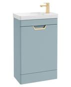 FREYA Floorstanding 55cm Single Door Cloakroom Unit Matt Morning Sky Blue &amp; Handle image