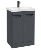 FREYA Floorstanding 60cm Two Door Unit Matt Night Sky Blue &amp; Handles image