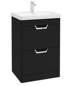 FREYA Floorstanding 60cm Two Drawer Unit Matt Black &amp; Handles image