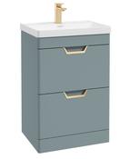 FREYA Floorstanding 60cm Two Drawer Unit Matt Coral Green &amp; Handles image