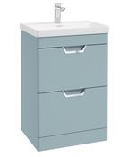 FREYA Floorstanding 60cm Two Drawer Unit Matt Morning Sky Blue &amp; Handles image