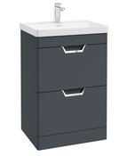 FREYA Floorstanding 60cm Two Drawer Unit Matt Night Sky Blue &amp; Handles image