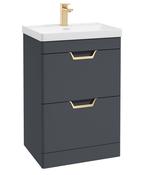 FREYA Floorstanding 60cm Two Drawer Unit Matt Night Sky Blue &amp; Handles image