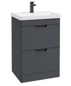 FREYA Floorstanding 60cm Two Drawer Unit Matt Night Sky Blue &amp; Handles image